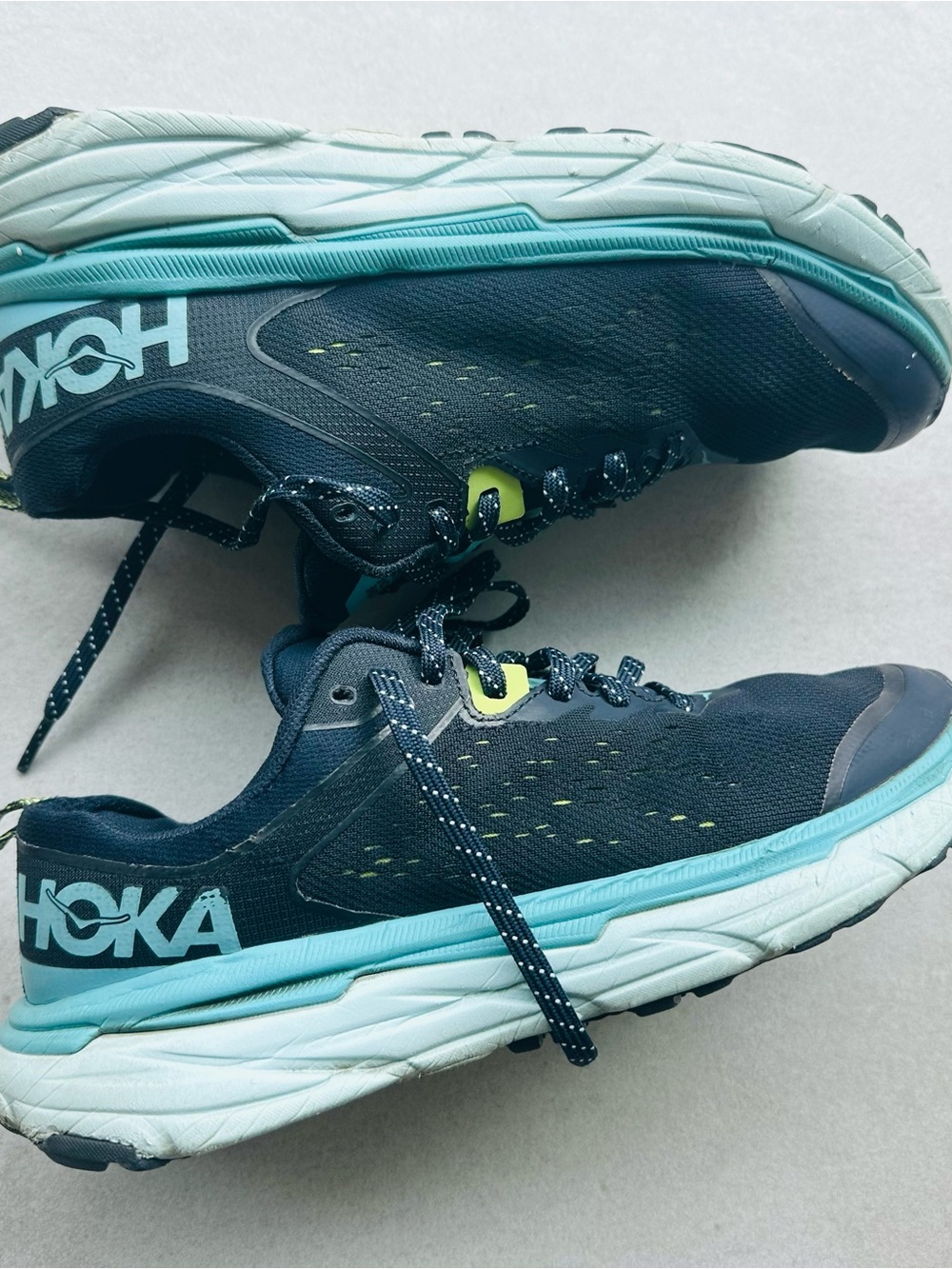 Hoka One One Women's Navy with Teal & Lime Running Shoes